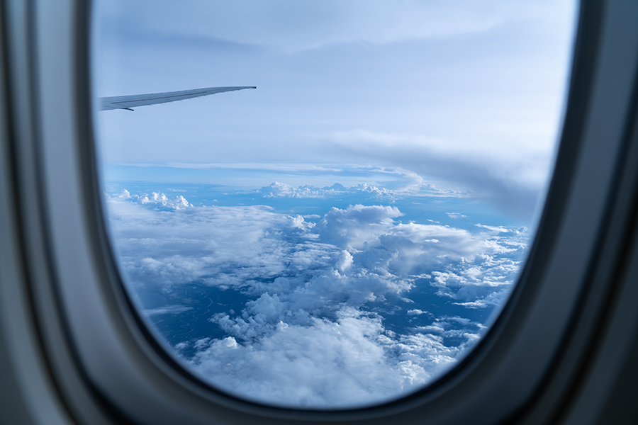 Airplane window view