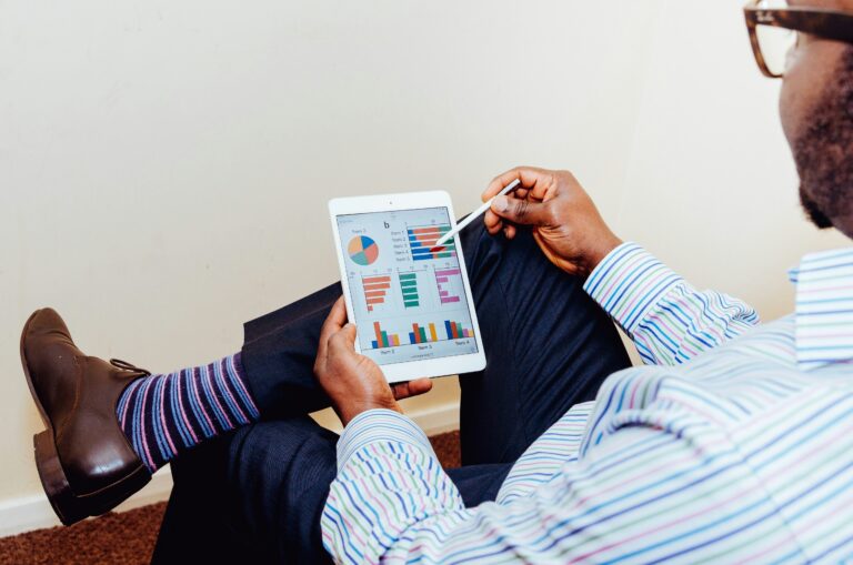 Office worker on a tablet